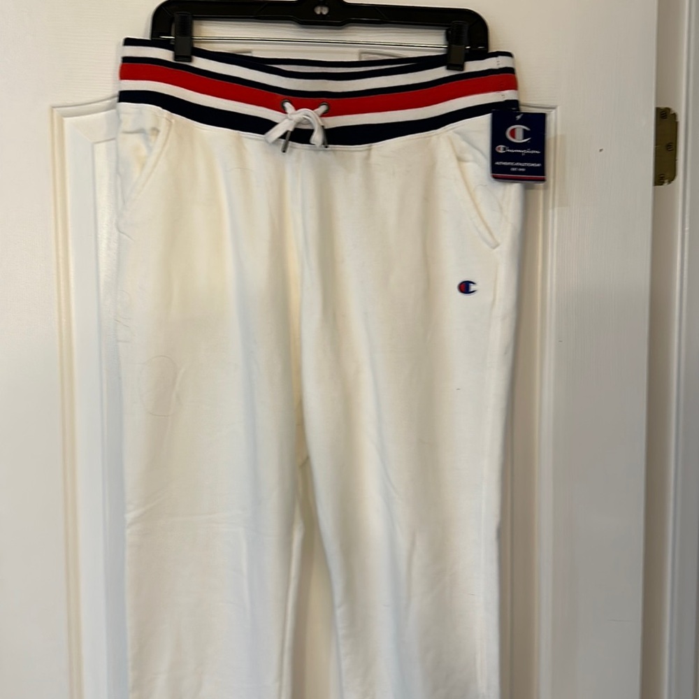 Champion brand white sweatpants/new with tag
